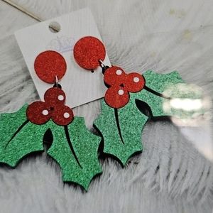 Atelier Sona Red and Green Holly Earrings